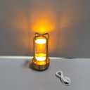 Portable Metal Table Lamp for Indoor/Outdoor ,Rechargeable Cordless LED Lamp, 3-Colour Infinitely Dimming Battery Powered Small Desk Lamp, Restaurant/Bedroom/Bar/Coffee Shop/Camping Light (Gold)