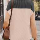 Ivicoer Womens Color Block Pullover Shirts Ribbed Long Sleeve Tops Fall Casual Loose Sweatshirts Fashion (XL)