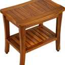 TEAKMAMA 20" Teak Shower Bench Waterproof Wooden Chair for Inside Use, Teak Shower Stool with Shelf for Bathroom, Durable Bath Bench for Elderly, Assembly Required