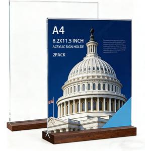 Acrylic Sign Holder 8.2 x 11.5 Inches Plastic Flyer Holder Acrylic Display Stand Table Menu Sign Tents A4 Brochure Stand Frames for Trade Show Wedding Office Event Decor 2 Pack