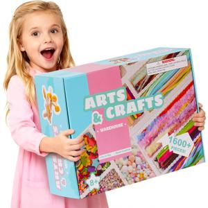 Wowood Arts and Crafts Kit for Kids - Over 1600 Pieces of DIY Craft Supplies! Creative Hobby Fun Activity Toys & Perfect Gifts for Girls and Boys Ages 8-12 to Spark Imagination and Joy(PA002)
