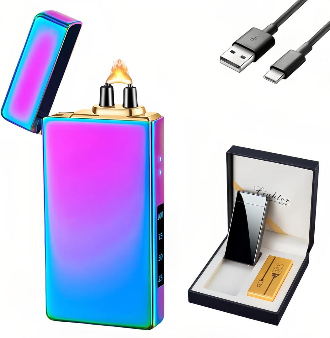 Smart Electric Lighter, High Power Pulse Plasma Arc Lighter with 4 Ignition Modes, Windproof Electronic Lighters, Rechargeable USB Lighters with Safety Lock (Colored Ice)