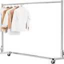 Simple Trending Industrial Grade Z Base 70in extra long Clothes Garment Rack, Commercial Grade Rolling Clothing Rack, Heavy Duty 600lb Load with Wheels, Chrome