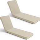 Summsun Chaise Lounge Cushions Outdoor Set of 2 - Waterproof and Fade Resistant Sun Lounger Replacement Cushion - Patio Lounger Pads with Removable Cover for Pool, Deck, Lawn, 80 x 26 x 3 Inch, Cream