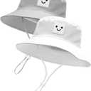 Baby Sun Hat Toddler Bucket Hats UPF 50+ Kids Summer Sun Protection Beach Hat for Boys Girls (White, M)