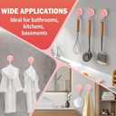 TACGEA Suction Cup Hooks for Shower, Powerful Vacuum Shower Hook for Towel, Robe, Loofah - Reuseable and Removeable Bathroom Hook, Pink, 4 Pack