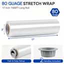 18" x 1500 Ft Heavy Duty Stretch Shrink Wrap with Handle, 80 Gauge, 4 Pack
