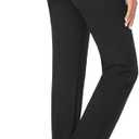 Tapata Women's Stretchy Straight Dress Pants with Pockets Tall, Petite, Regular for Office Work Business 32", Black, S