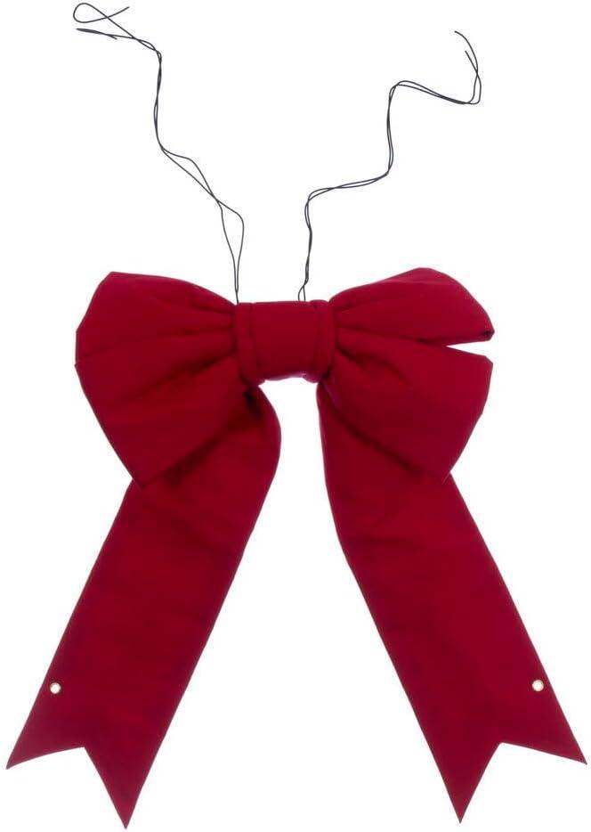 Vickerman 18" x 23" Red Canvas 4 Loop Outdoor Christmas Bow with UV Treated Material and Wire to Hang.
