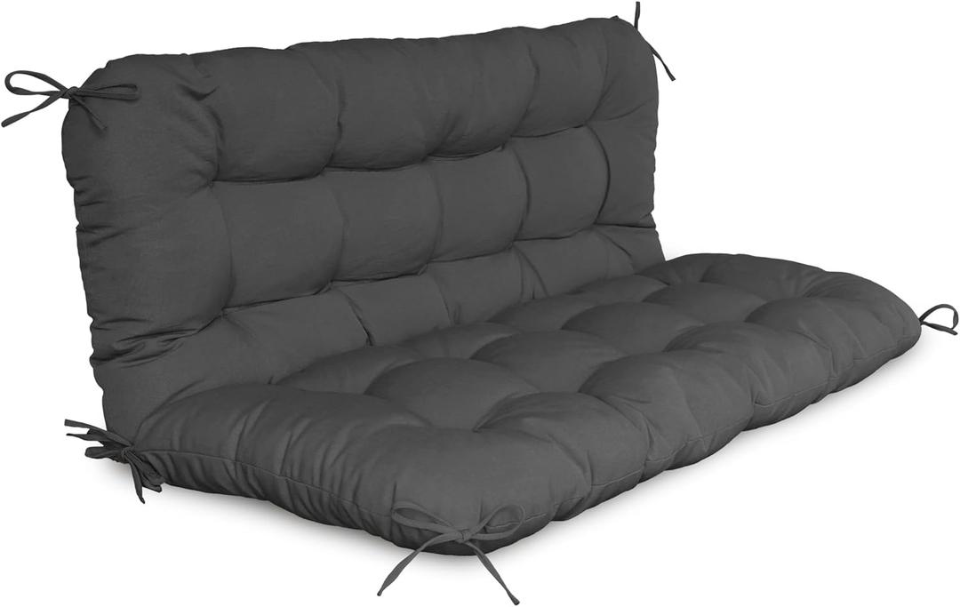 YEFU Porch Swing Cushion, Outdoor Swing Cushions Replacement with Backrest, Waterproof Bench Cushion for Patio Furniture, 48x40x5 Inch, Dark Grey