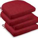 downluxe Indoor Chair Cushions for Dining Chairs, Soft and Comfortable Textured Foam Kitchen Chair Pads with Ties and Non-Slip Backing, 16" x 16" x 2", Red, 4 Pack