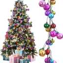 108pcs Ball Christmas Garland Ornaments Dailyart 9ft Colorful Shatterproof Christmas Decorative Hanging Balls Mixcolor Plastic Decoration Ball Garland for Xmas Tree Centerpiece Wreath Mantel Decor