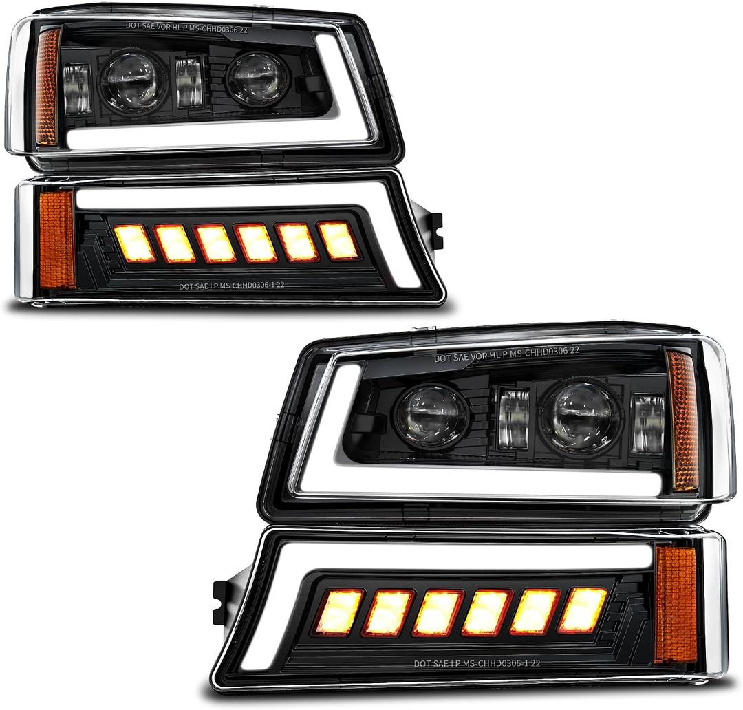 Z-OFFROAD DOT Approved LED Headlight Assembly for 2003-2006 Chevy Silverado | Fit 03-06 Silverado 1500 2500 3500 HD Avalanche 1500 2500 Cateye, Hi/Low Beam, DRL, Turn Signal, Side Marker, Black