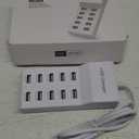 USB Charger Station Block with Rapid Charging Auto Detect Technology Safety 10-Port Family-Sized Smart USB Ports for Multiple Devices Smart Phone Tablet Headphones