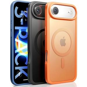 LISEN 3-Pack Magnetic Shockproof for iPhone Air Case Slim [Fit for MagSafe][Military Grade Drop Protection] Translucent Matte Phone Case for i Phone 17 Air, Cosmic Orange, Space Black, Deep Blue