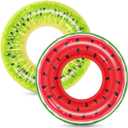 Jasonwell Inflatable Pool Floats Kids - 2 Pack Floaties Pool Tubes Swim Rings Fruit Water Floaty Watermelon Kiwi Inflatable Pool Toys Float for Swimming Pool Party Lake Beach Adults, Large