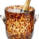 1 Pcs Tortoise Pattern Ice Bucket Glass 6.6 Inch Diameter Chiller Beverage Tub Cocktail Home Bar Accessories, Wine, Beer Ice Bucket for Drinks and Parties, Champagne Drink Cooler