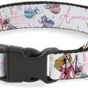 Buckle-Down Dog Collar Plastic Clip Sleeping Beauty Aurora and Fairy Godmothers Pose with Script 9.5 to 14.5 Inches 0.5 Inch Wide
