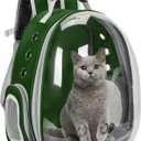 Cat Bubble Backpack Carrier for Small Medium Dogs Cats Carrying Bag, Airline Approved Pet Travel Carrying Bag Dog Hiking Walking Outdoor Backpack (Dark Green)