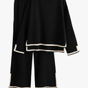 Tanming Women's 2 Piece Outfits Long Sleeve Knit Sweater Top Wide Leg Pants Lounge Sets Tracksuits, XL