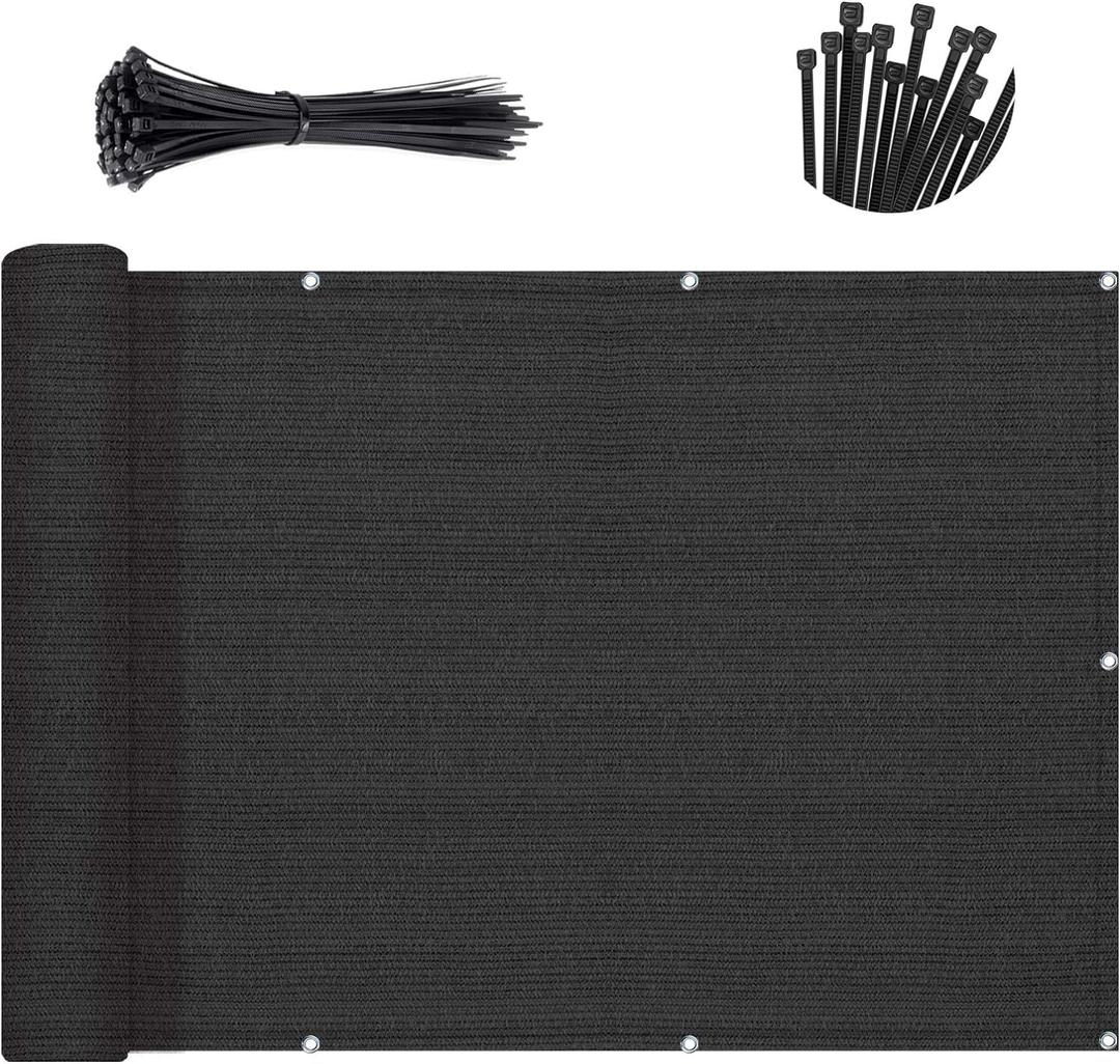 SUNNY GUARD 3'x16' Black Balcony Privacy Screen Fence, Apartments Railing Heavy Duty Wind Screen for Outdoor,Deck,Backyard,Patio PrivacyWe Make Custom Sizes