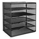 Amazon Basics 5-Tier Mesh Desk Organizer, File Holder, Paper Sorter for Office Supplies, Mail, Documents, 13.6 x 9.5 x 12.8 inches, Black