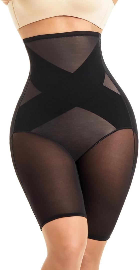 MOVWIN Tummy Control Shapewear for Women High Waisted Butt Lifting Panties Thigh Slimmer Body Shaper Shorts (XX-Large, Black)