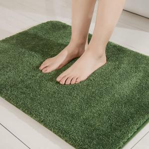 COSY HOMEER Extra Thick Bath Rugs for Bathroom - Anti-Slip Bath Mats Soft Plush Yarn Shaggy 100% Strong Mirco Polyeste Mat Living Room Bedroom Mat Floor Water Absorbent(Green,16x24 - Inches)