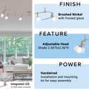 Catalina Lighting 96" 6-Light Integrated LED Flex Track Spotlight Ceiling Light, Brushed Nickel, for Kitchen, Living Room, Home Lighting