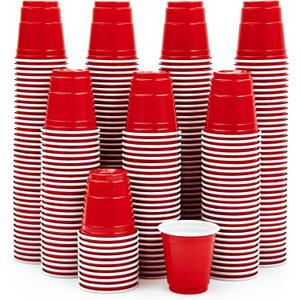 Lilymicky 300 PACK 2 oz Plastic Shot Glasses, Red Disposable Shot Cups, Mini Red Shot Cups, 2 oz Party Cups for Halloween Christmas Party