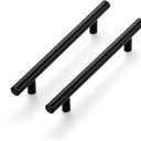 Ravinte 10 Pack 7.38'' Cabinet Pulls Flat Black Stainless Steel Kitchen Cupboard Handles Cabinet Handles 7.38''Length, 5'' Hole Center