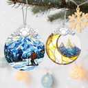 Stained Glass Ornament, Christmas Ornaments, Christmas Decorations for Tree, Holiday Ornament, Gifts for Skiers, Holiday Party Gifts, Gift Ideas & Xmas Gift - Snowy Mountain