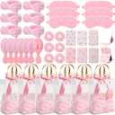 6 Set Pink Spa Sleepover Party Favors for Girls Women Slumber Party Supplies Bulk with Sleep Eye Mask Mirror Hair Comb Headband for Women Slumber Pink Bow Gifts for Wedding Bridal Shower