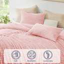 EXQ Home Fluffy Comforter Set Twin Size - Super Soft Faux Fur Stripe Jacquard Comforter 1 Pieces, Pink Fleece Bedding Set,Winter Warm Bed Set,1 Comforter with 1 Pillowcase