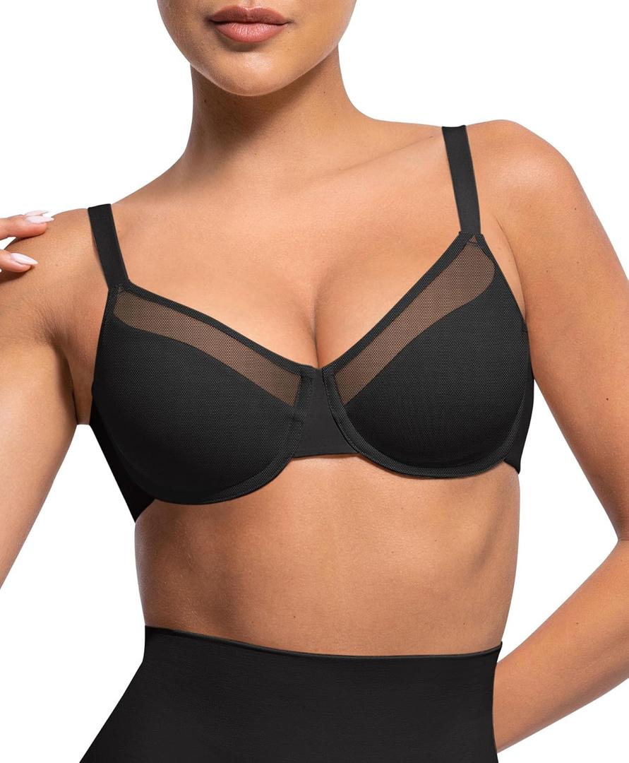Lover-Beauty Minimizer Bras for Women Full Coverage Unlined Underwire Bras Plus Size Lifting Bra for Heavy Breast (34D, Black)
