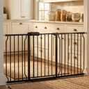 Extra Wide Baby Gates - 71.6-76.4 Inch, Black Metal Pressure Mounted Child & Pet Gates for Stairs & Doorways