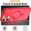 YFEMLAZ for iPhone 15 Pro Case(Built-in Invisible Kickstand) Heavy Duty MagneticCompatible with MagSafe Military-Grade Drop Protection,Translucent Matte for iPhone 15 Pro Case 6.1",Red