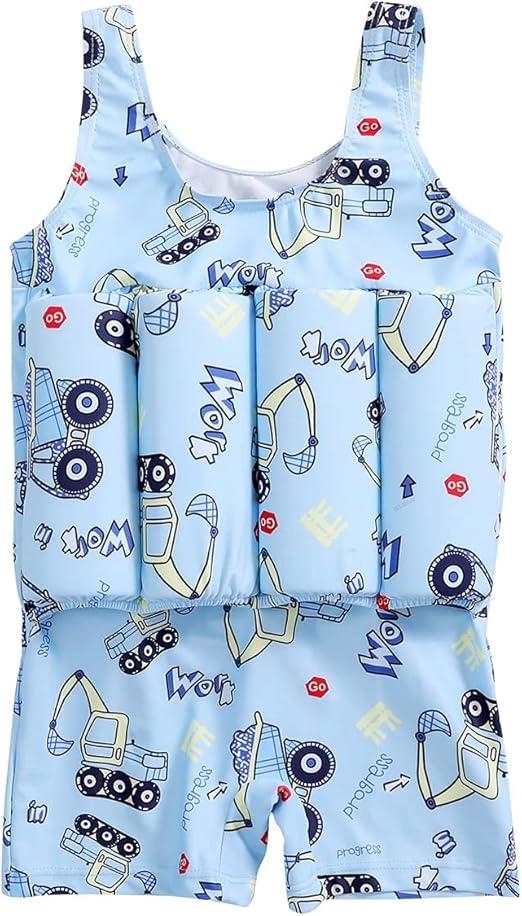 Kids Float Swimsuit Buoyancy Sticks for Baby Boys Girls One Piece Floating Swim Vest Training Aid Swimwear, Toddler 4-5 Years