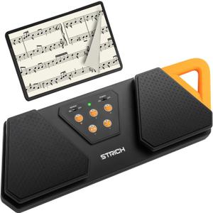 STRICH Wireless Page Turner Pedal for Musical Instruments, Anti-Slip Rubber Portable Foot Pedal, Silent Rechargeable Music Page Turner for iPad, Tablets, Phone, Super-long Endurance, SPT-10X, Orange