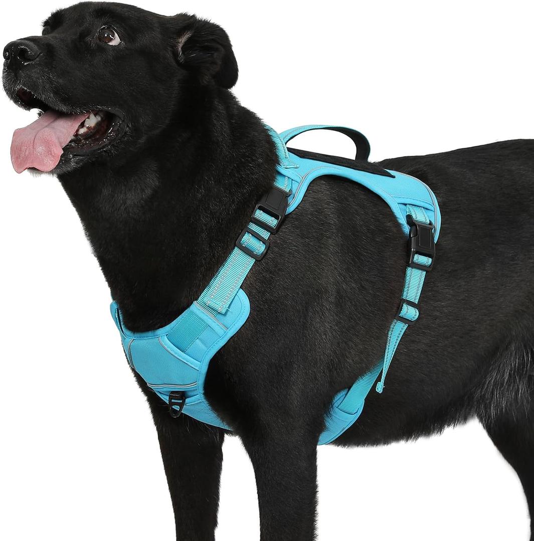 Bolux Tactical Dog Harness for Large Dogs,No Pull Adjustable Pet Dog HarnessReflective K9 Working Training Easy Control Pet Vest Military Service Dog Harnesses (OceanicBlue, X-Large (Pack of 1))