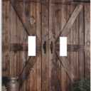 Rustic Farmhouse Brown Wood Barn Door Print Country 2 Gang Double Toggle Decorative Light Switch Covers Electrical Wall Plates Receptacle Switchplate Faceplates for Bathroom