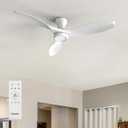 Ensenior 52 Inch Flush Mount Ceiling Fan with Light and Remote, Black Low Profile Ceiling Fans with Lights for Bedroom Living Room, 3 ABS Blades, Modern Quiet Reversible DC Motor, 3CCT, 6 Speeds