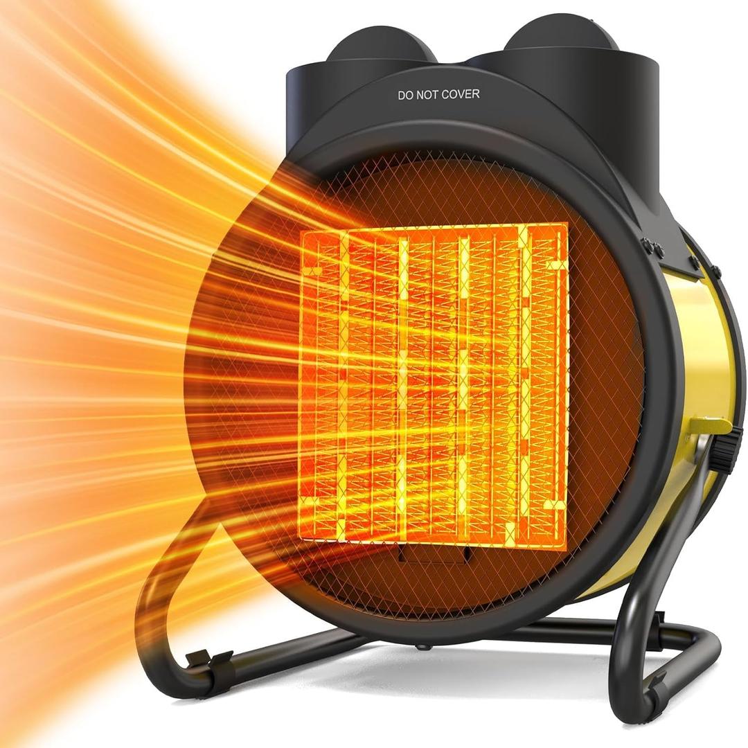 Outdoor Heaters for Patio, Outdoor Heater with Overheat Protection, 3S Fast Heating Portable 1500W Electric Garage Heater, Portable Patio Heaters for Space, Greenhouse (Yellow)