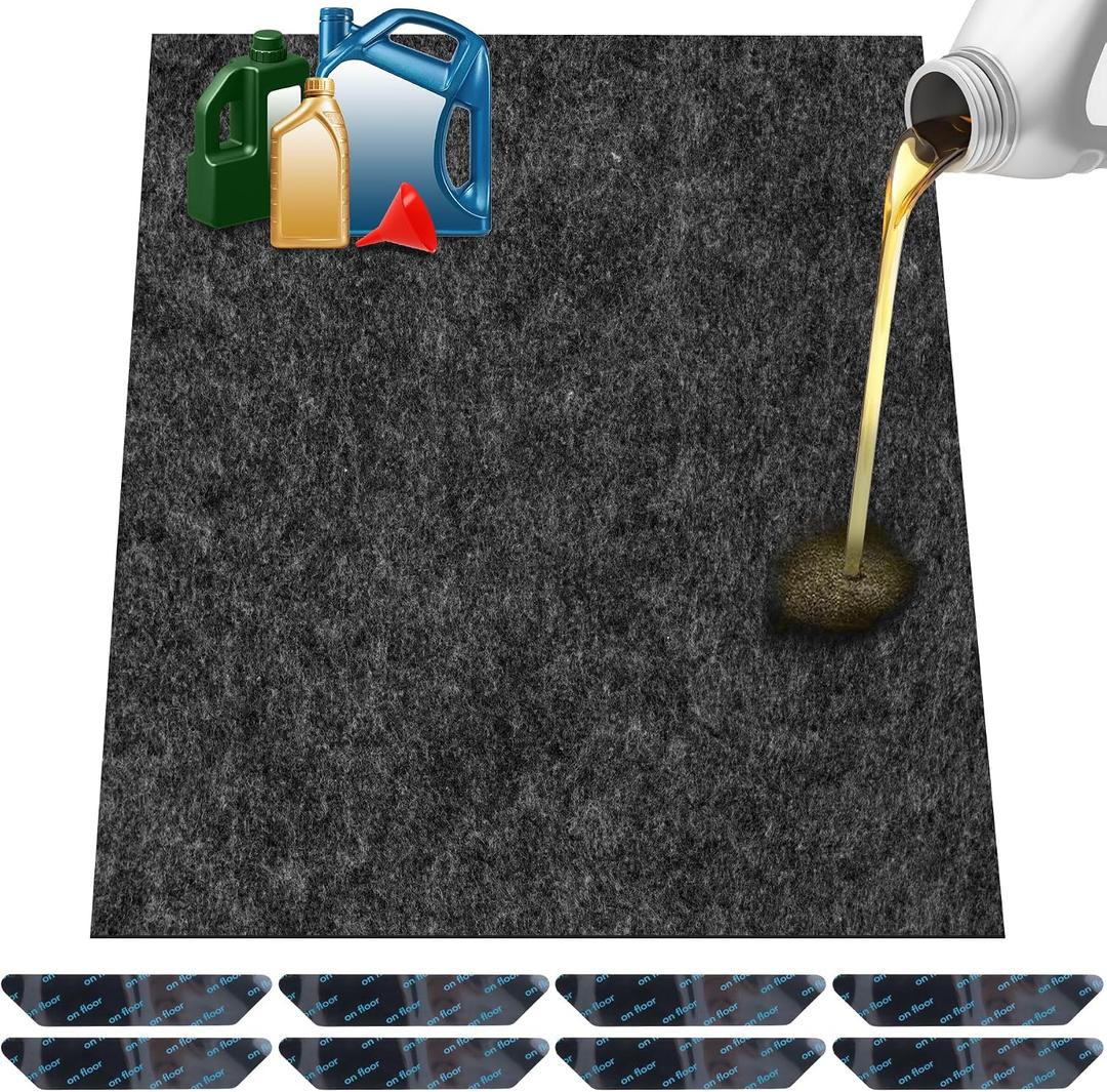 ToLanbbt Garage Floor Mat 72" x 60" - Oil Spill Mat for Under Car Driveway Oil Drip Pad with 8P Tapes, Waterproof Backing, Leak Absorbent, Reusable, Washable, Protect Garage Floor (1P, Dark Gray)
