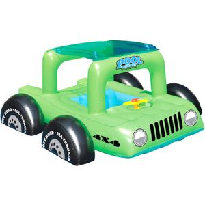 Swimline Inflatable Swimming Pool Float Ride-On Mattress Lounger Raft  Fun Poolside Relaxation for Crew, Buggy Car, Green, 41"