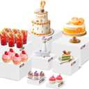 8 Pcs Acrylic Display Risers Set, 11" White Buffet Stands for Desert Food Table Display Catering Jewelry Figures Show( 4" 4" 5" 6" 7" 8" 10" 11")