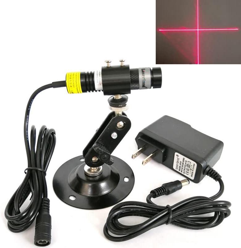 Red Cross Line Light Cross Hair Module Generator Projector Placement Position Guide for Wood Stone Screen Printing Heat Press Cloth Fabric Cutting Alignment (+AC-DC adapter+Holder, Red Cross)