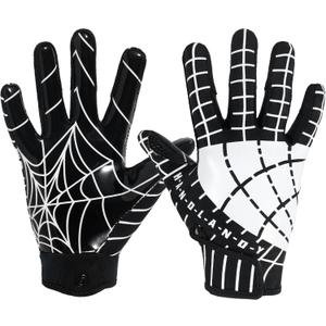 Youth Football Gloves Kid Receiver Gloves Boys Girls Unmatched Grip Great Gift (Black and White)