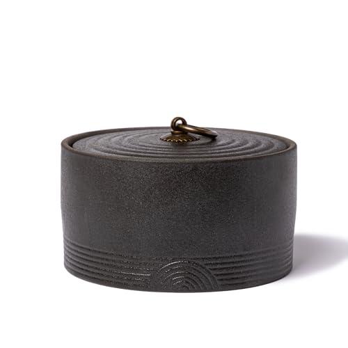 SILINE Ceramic Canister,16.9 Oz /500ml Food Storage Jar for Tea,Coffee Beans,Herb,Candy,Spices,Nuts (Stone Black)