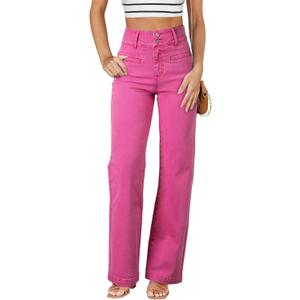 Sidefeel Women's Jeans High Waisted Straight Leg Stretchy Jeans Trendy Loose Wide Leg Zimbaplatinum Denim Pants with Pockets Size 2